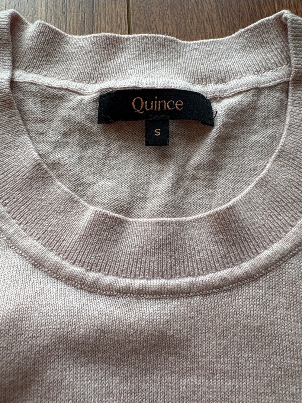 Quince Lightweight Cotton Cashmere Crew Sweater Sugar Stone (Pale Pink) Sm EUC - Picture 4 of 10